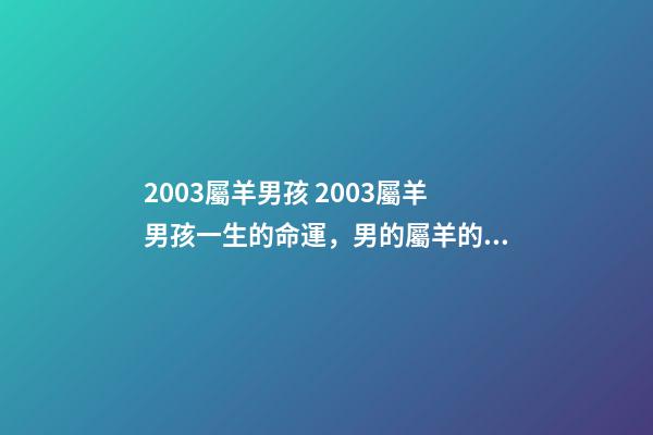 2003屬羊男孩 2003屬羊男孩一生的命運，男的屬羊的命不好嗎-第1張-觀點-玄機派